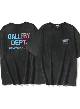 GALLERY DEPT Boardwalk Vintage幻彩字母做旧高街短袖T恤男潮流