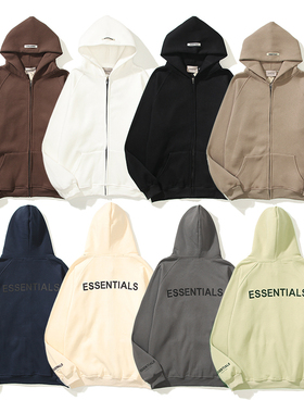 FOG欧美潮牌ESSENTIALS复线拉链连帽卫衣男高街宽松加绒情侣外套