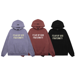 ESSENTIALS美式 小众高街潮牌FOG秋冬加绒宽松连帽双排字母卫衣男