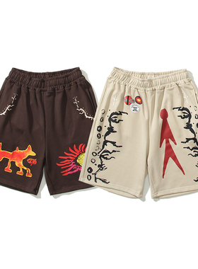 美式高街Travis Scott Cactus Jack嘻哈男女休闲运动短裤潮牌裤子