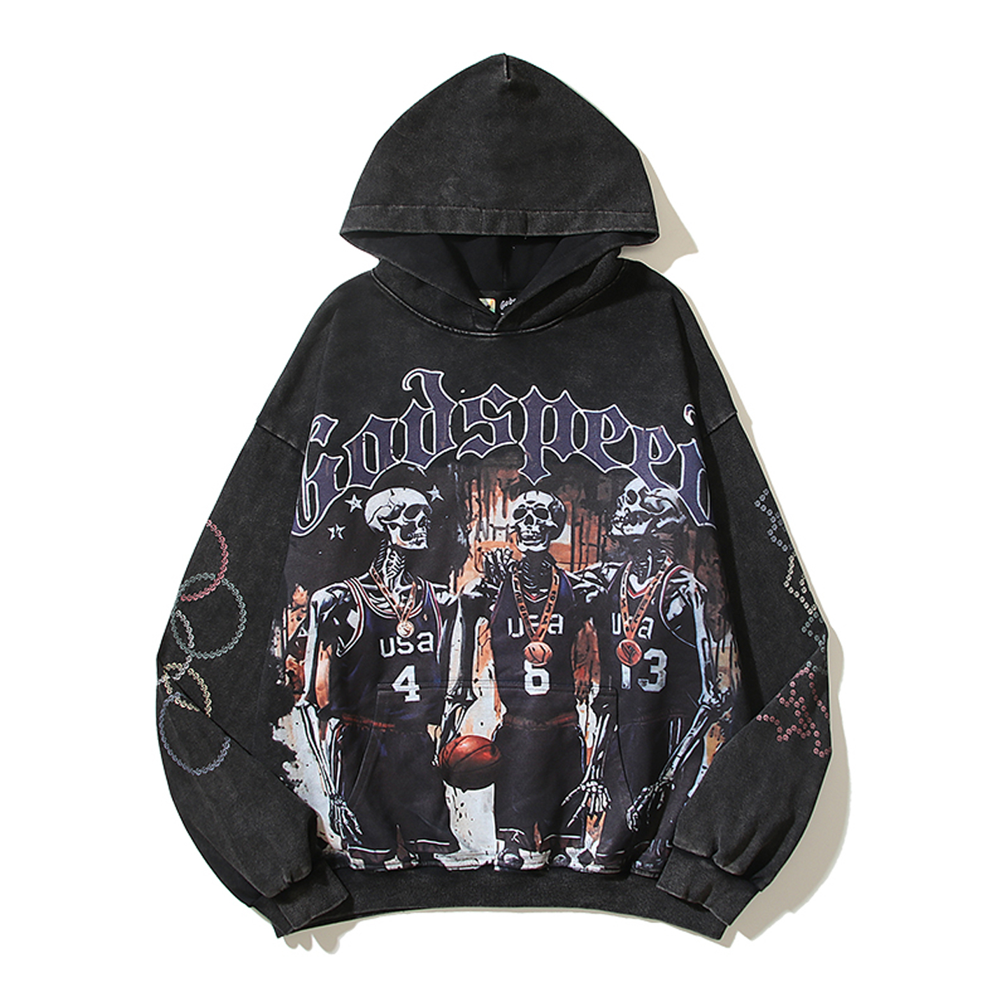 GODSPEED骷髅图案美式嘻哈卫衣