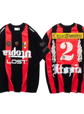 美式高街TRAVIS SCOTT CACTUS JACK足球服2号短袖T恤男女纯棉球衣