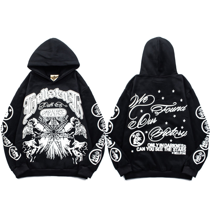 欧美潮流高街复古印花连帽卫衣