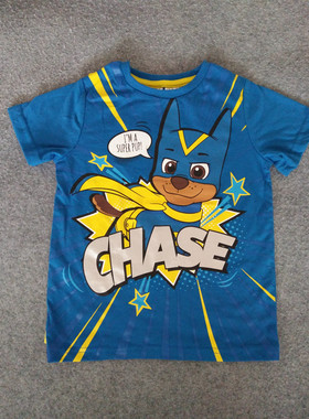 Y单旺汪狗狗队带披风T恤短袖上衣 阿奇毛毛男童夏装