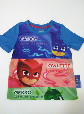 断码处理 Y单PJ小英雄猫小子飞壁侠夏装T恤上衣速干运动短袖童装