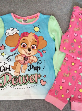 断码清y英单天天纯棉套装家居服女童家居打底内衣长袖长裤子