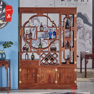 红木隔厅柜刺猬紫檀玄关酒柜花梨木客厅双面隔断柜新中式装饰鞋柜