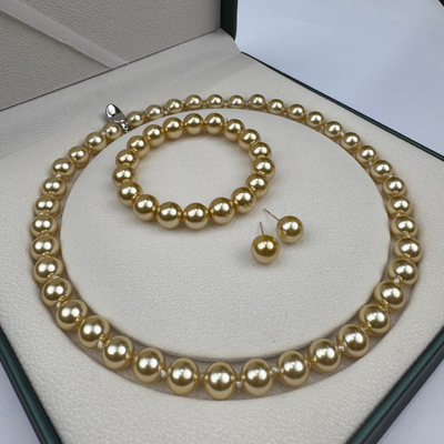 10-11mm金色元宝扣项链赠手链耳钉TZB602