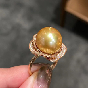 14-15mm金色山茶花款开口戒指JZB102