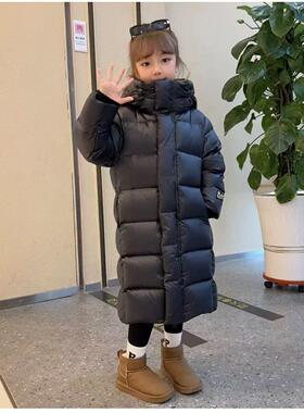 女童羽绒服冬季新款儿童高级黑色过膝长款三防加厚中大童女孩外套
