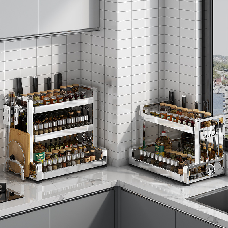 加厚不锈钢厨房多功能调料架