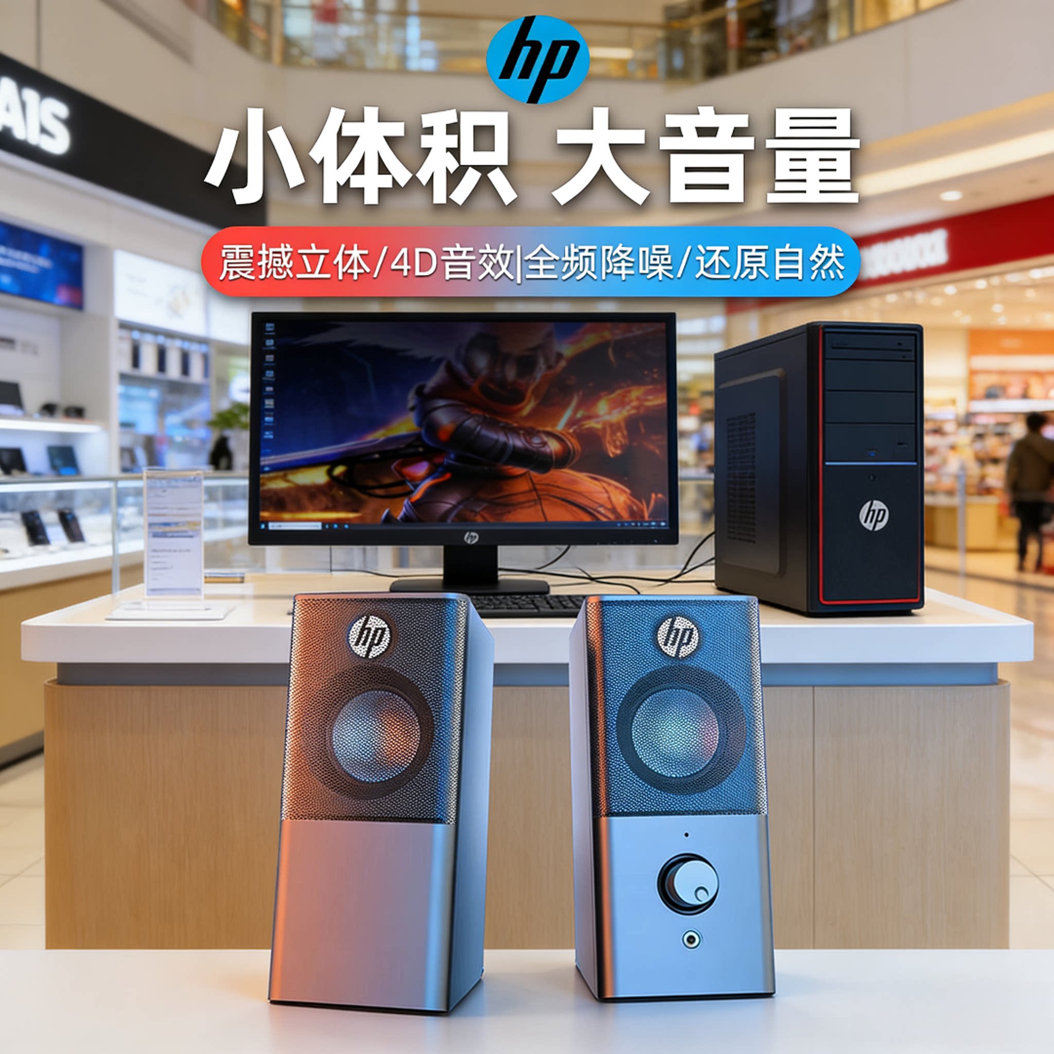 HP/惠普电脑音响台式家用迷你小音箱桌面低音炮多媒体喇叭高音质