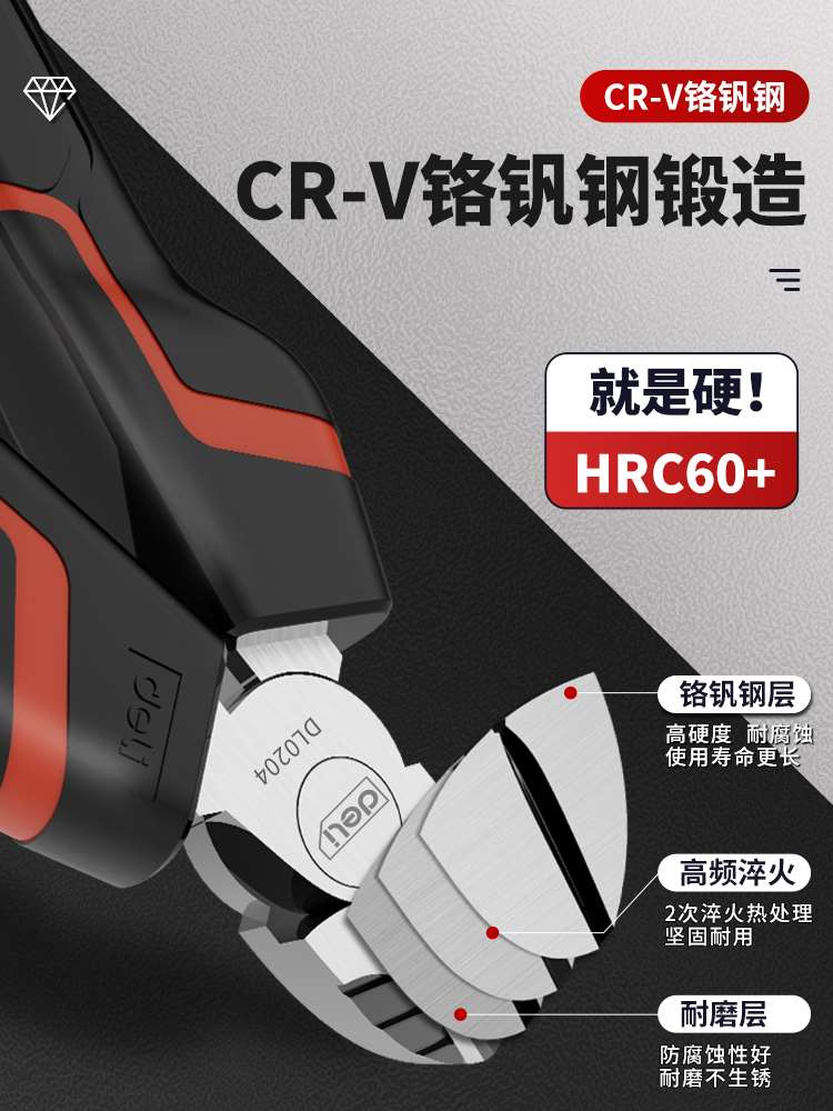 得力斜口钳可剪钢丝斜嘴钳偏口钳子大全家用工业级老虎钳电工6寸