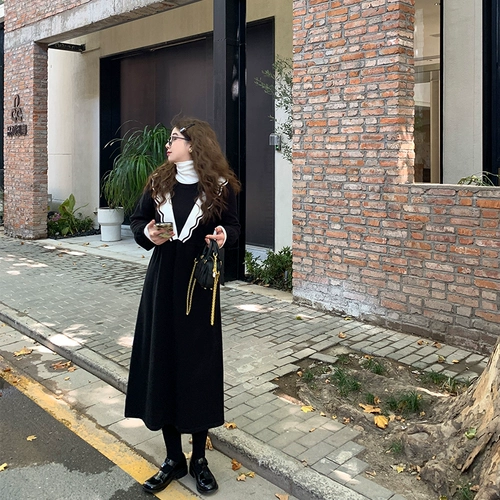 Зимнее платье, длинная юбка, большой размер, средней длины