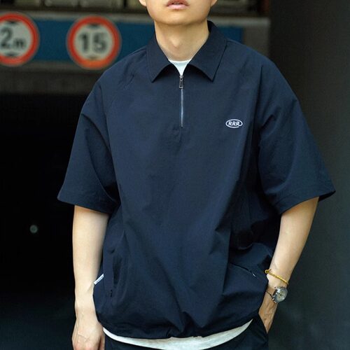 REBIRTH半拉链polo衫男士夏季