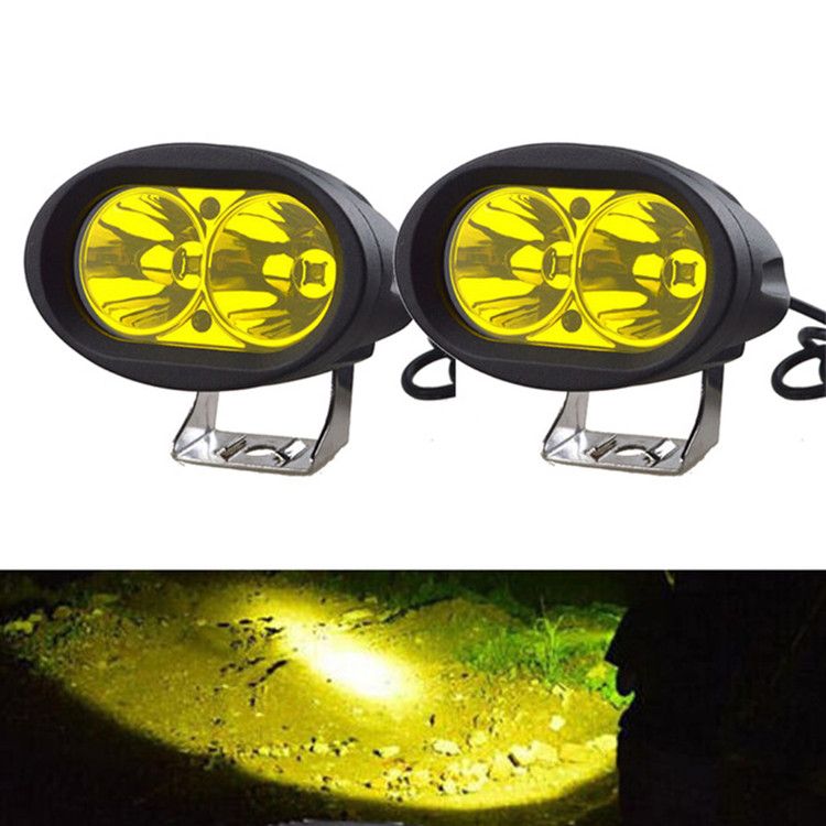 12V摩托车LED射灯60V电瓶电动三轮车led外置灯辅助灯雾灯黄光20W