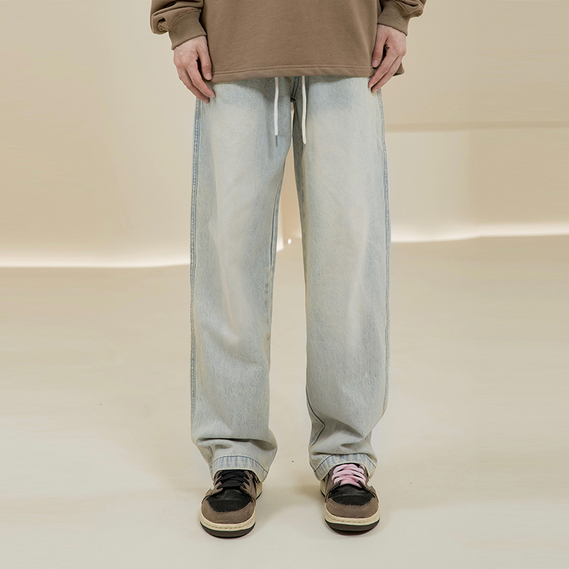 烦恼的Octopus泛黄水洗牛仔裤男