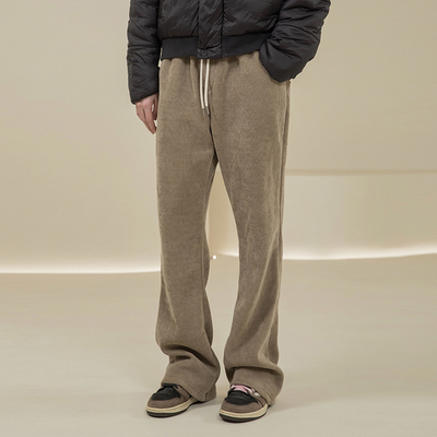 烦恼的Octopusl秋冬直筒微喇简约cleanfit长裤宽松垂感加绒裤子男