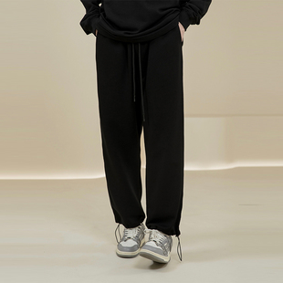 宽松九分垂感直筒秋冬裤 加绒束脚抽绳裤 子男潮 Octopusl美式 烦恼