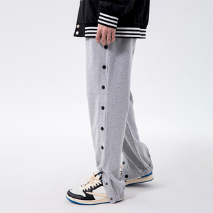 子男 宽松百搭束脚垂感裤 烦恼 Octopusl欧美高街fog排扣运动长裤