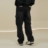 直筒宽松微喇长裤 烦恼 美式 卫裤 子男潮 Octopusl重磅水洗做旧工装