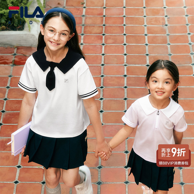 FILA斐乐女中大童针织短袖衫