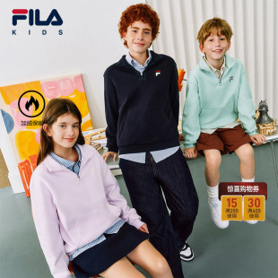 男女中大童休闲套头上衣 新款 FILA斐乐儿童童装 翻领卫衣2026年春季