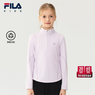 T恤女童2025冬新款 FILA斐乐儿童长袖 中大童运动上衣 斐暖功能