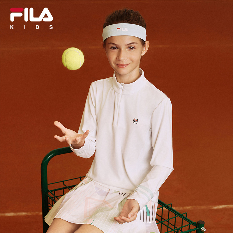 FILA斐乐儿童长袖T恤女童2025年秋季新款中大童网球运动速干上衣