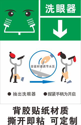 洗眼器标志牌警告安全标识牌标示牌警示贴标牌
