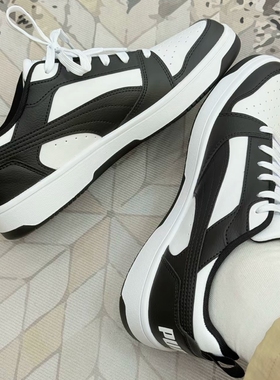 PUMA彪马板鞋 男女同款黑白熊猫经典复古休闲鞋REBOUND V6 392328