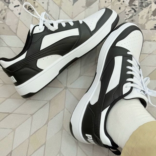 PUMA彪马板鞋 男女同款黑白熊猫经典复古休闲鞋REBOUND V6 392328