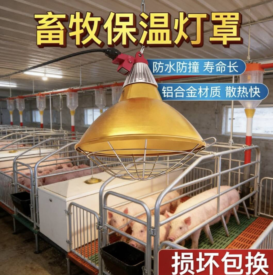 仔猪保温灯灯罩防烫母猪产床红外线加热灯泡猪场鸡舍养殖取暖专用
