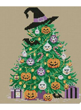弹弹十字绣 D1425万圣节圣诞树 自配DMC/R线十字绣套件 非印花