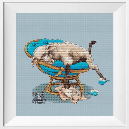 弹弹十字绣 D1561懒羊羊 自配DMC/R线十字绣套件 非印花