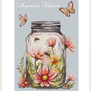 R线十字绣套件非印花 夏日花园自配DMC线 弹弹十字绣 D1019纪念罐