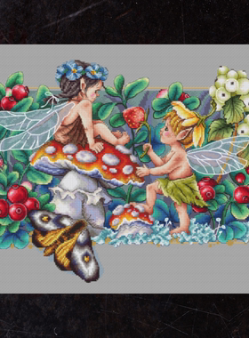 弹弹十字绣 D1376秘密花园-浆果精灵自配DMC/R线十字绣套件非印花