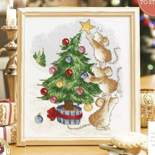 弹弹十字绣 D1577补丁猫-圣诞鼠鼠 自配DMC/R线十字绣套件 非印花