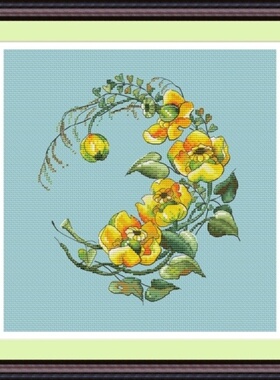 弹弹十字绣 D1316黄色睡莲 自配DMC/R线十字绣套件 非印花