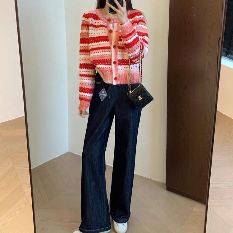 AMR UU◆氛围感 配色好美显瘦开衫针织毛衣短款外套上衣女春新款,女装/女士精品,短外套,淘宝优惠券,粉丝福利购,淘宝优惠卷