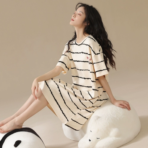 Летняя пижама, хлопковая тонкая мультяшная юбка для школьников для отдыха, свободный крой