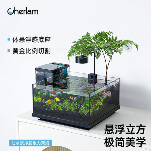 彻朗鱼缸家用桌面客厅小型电视柜旁超白生态过滤深水乌龟缸养龟