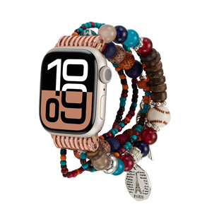 适用苹果波西米亚applewatchs10手链民族腕表带38 49mm全系列通用