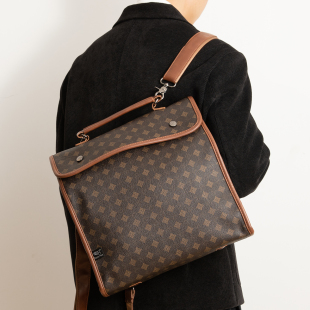 Three Box潮牌老花双肩包多功能手提通勤双肩包青年商务休闲背包