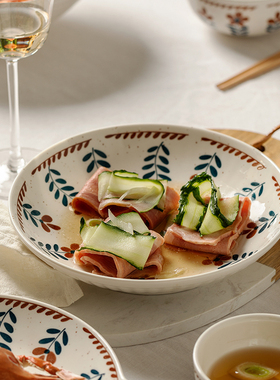 日式鱼盘子ins风菜盘家用陶瓷深盘碟子菜碗高颜值饭碗碟套装餐具