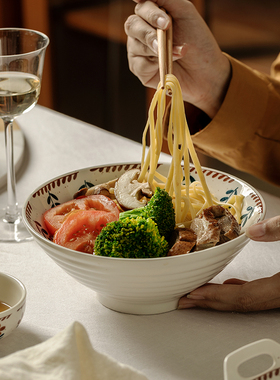 日式汤碗拉面碗大碗面碗大号家用汤盆大汤碗ins风沙拉碗餐具套装