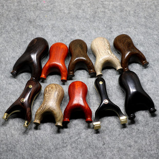 紫光檀实木小号掌中宝扁皮弓胖飞虎黄铜迷你弹弓花梨木头贴片户外