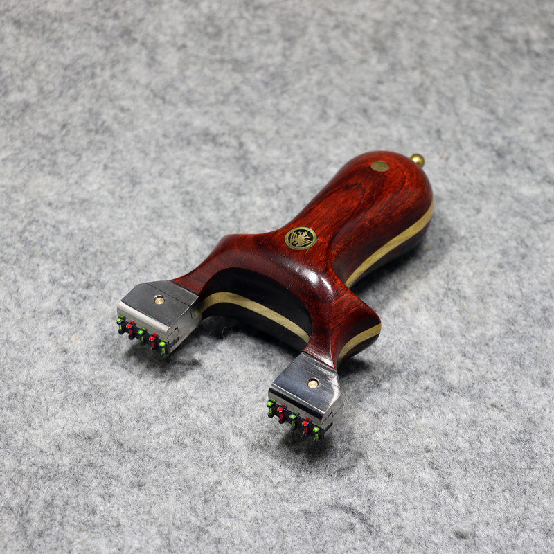 钛合金公牛弹弓光纤精准纯铜神鹰贴片小达摩实木手工紫檀免绑扁皮