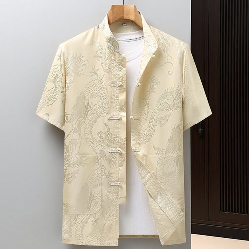 新中式唐装男冰丝短袖夏季