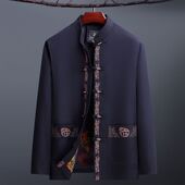 爸爸服装 汉服春装 外套中老年人男中山装 中国风唐装 秋季 休闲夹克男